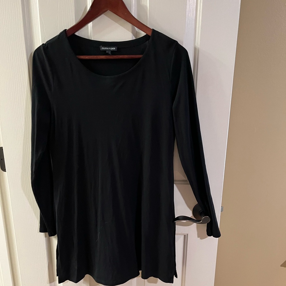 Eileen Fisher Stretch Silk Jersey Crew Neck Tunic $298 M